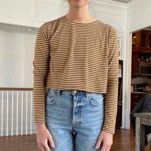Mustard striped cropped long sleeve
